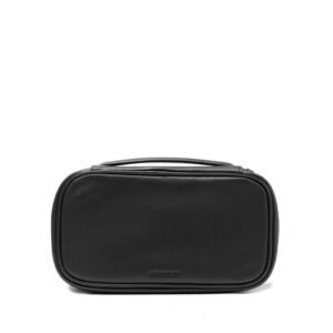 Leatherology Small Leather Tech Bag Organizer Pocket & Elastic Loops Hold Cords